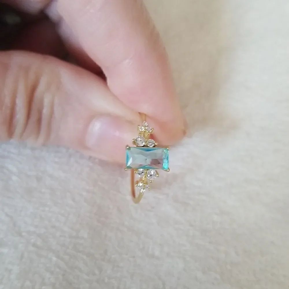 Rectangular size 8 ring ocean blue - Picture 3 of 10